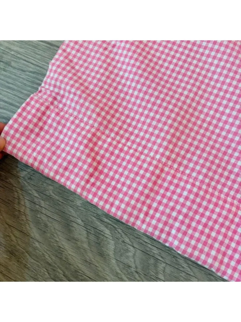 Pottery barn kids pink white gingham blackout curtain 1 panel